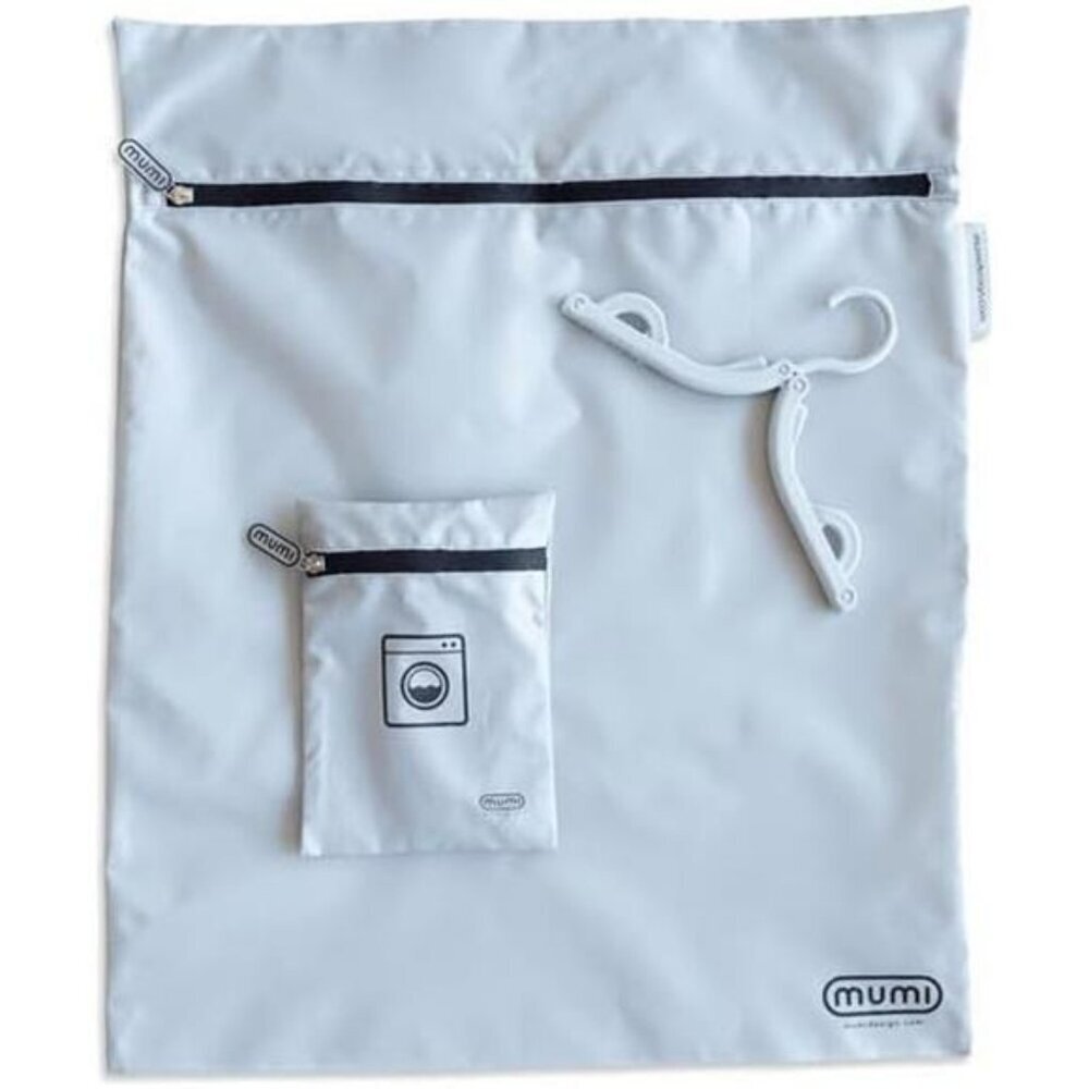 MUMI Travel Laundry Bag Moisture Smell Proof Washable Bag with Hanger Pouch